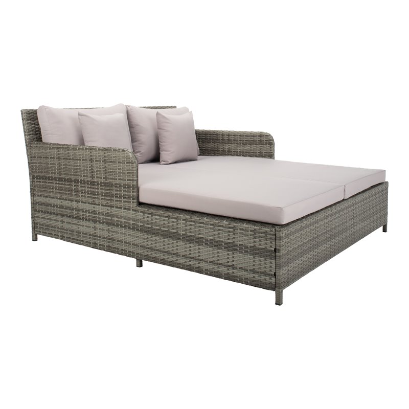 Safavieh Cadeo Polyester/Steel Metal Outdoor Daybed with Pillows in Gray