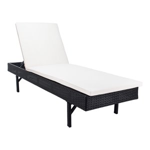 Safavieh Cam Polyester/Wicker/Steel Frame Outdoor Sun Lounger in Black and Beige