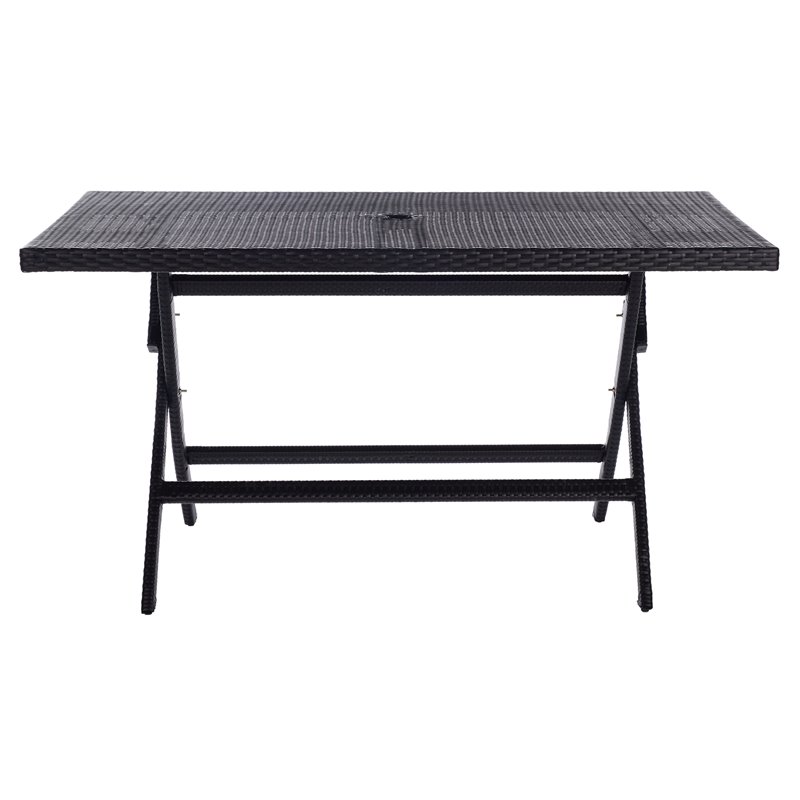 Safavieh Akita Steel Metal/Polyester Outdoor Folding Table in Black