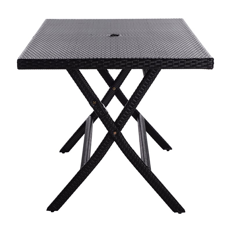 Safavieh Akita Steel Metal/Polyester Outdoor Folding Table in Black
