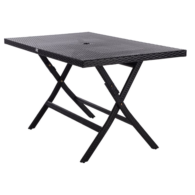 Safavieh Akita Steel Metal/Polyester Outdoor Folding Table in Black