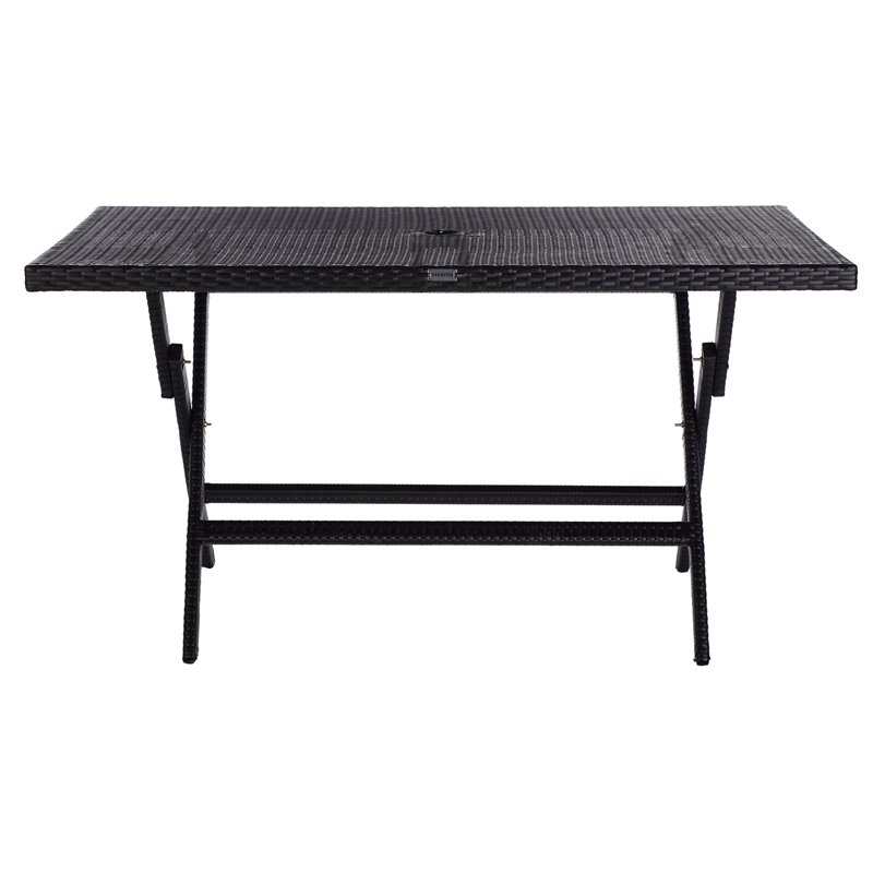 Safavieh Akita Steel Metal/Polyester Outdoor Folding Table in Black