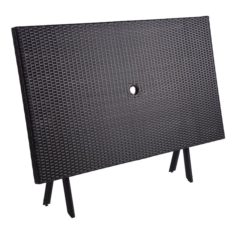 Safavieh Akita Steel Metal/Polyester Outdoor Folding Table in Black