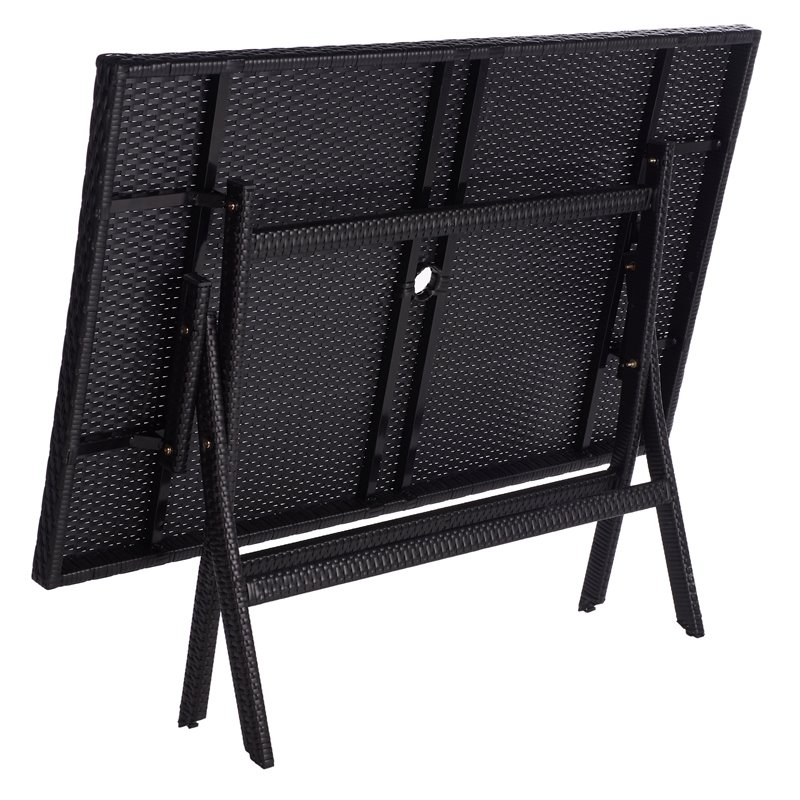 Safavieh Akita Steel Metal/Polyester Outdoor Folding Table in Black