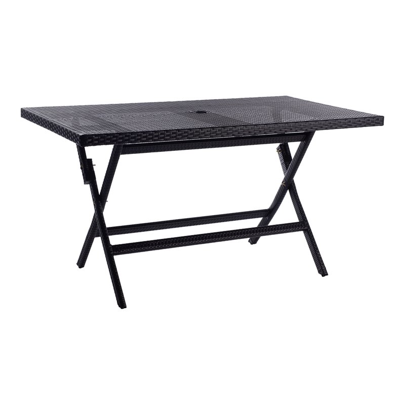 Safavieh Akita Steel Metal/Polyester Outdoor Folding Table in Black