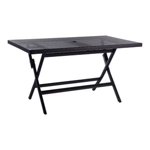 Safavieh Akita Steel Metal/Polyester Outdoor Folding Table in Black