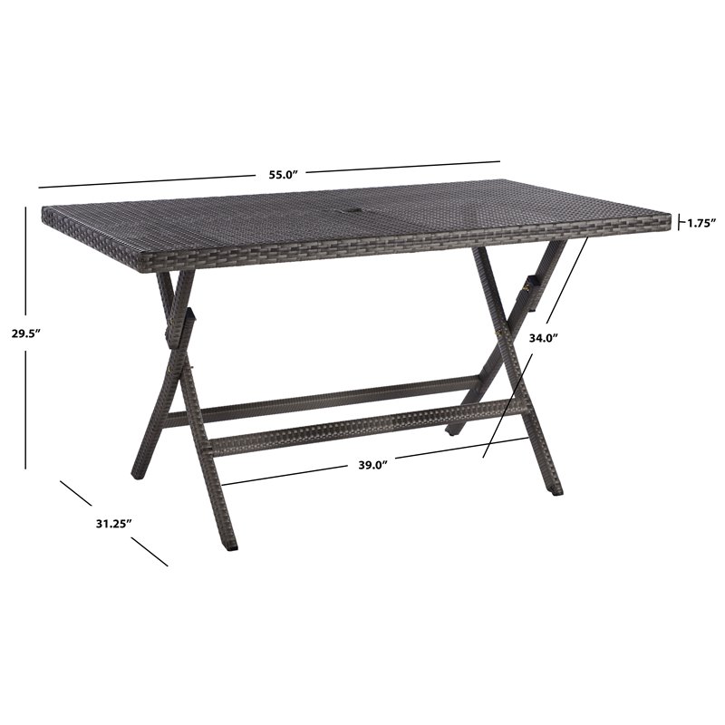 Safavieh Akita Steel Metal/Polyester Outdoor Folding Table in Gray