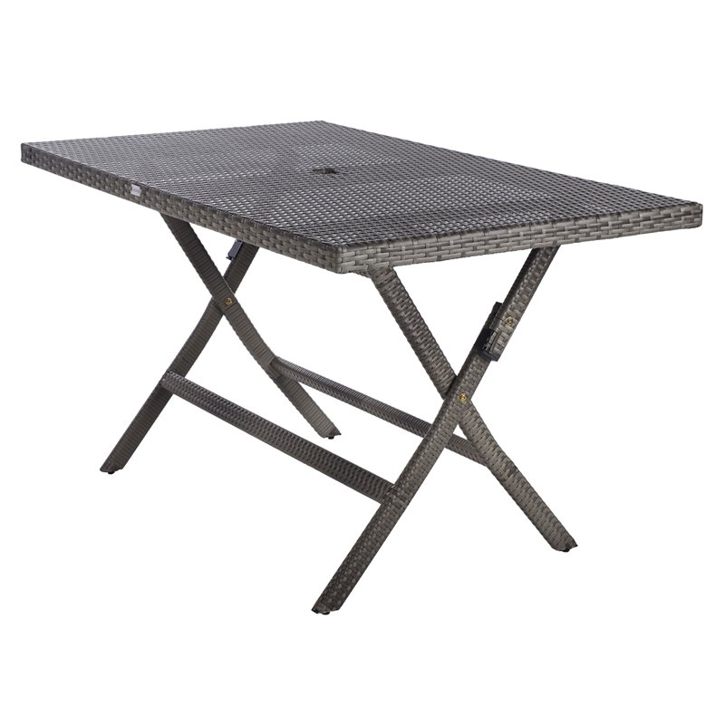 Safavieh Akita Steel Metal/Polyester Outdoor Folding Table in Gray