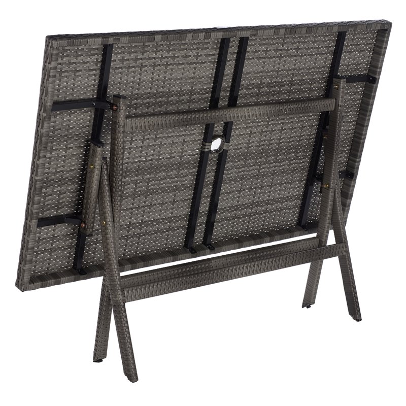 Safavieh Akita Steel Metal/Polyester Outdoor Folding Table in Gray