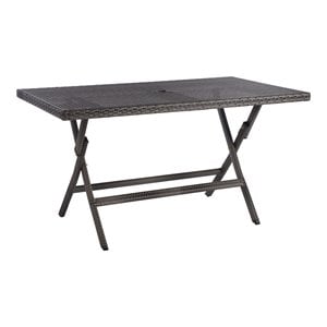 Safavieh Akita Steel Metal/Polyester Outdoor Folding Table in Gray