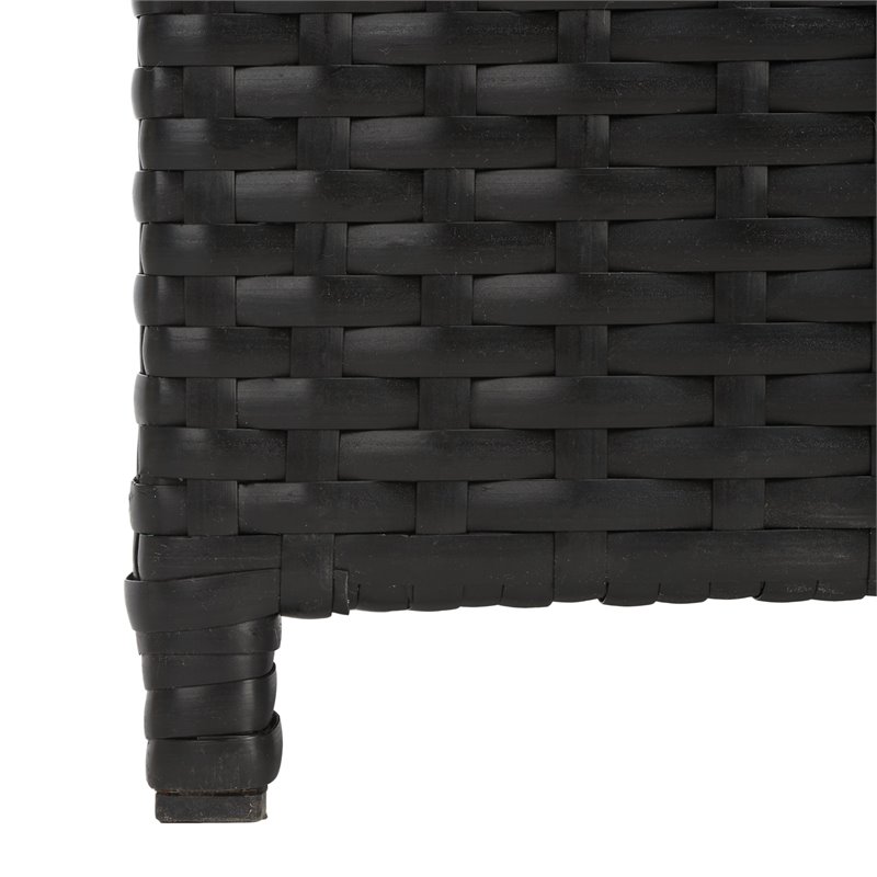 Safavieh Serapis Polyester Wicker/Steel Patio Trash Bin in Black