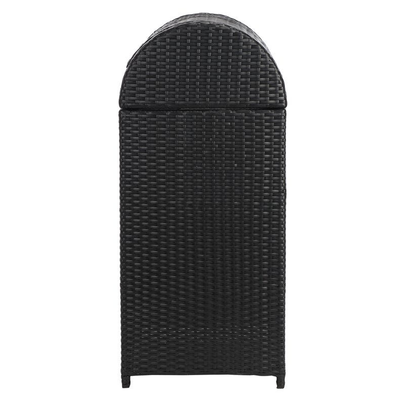 Safavieh Serapis Polyester Wicker/Steel Patio Trash Bin in Black
