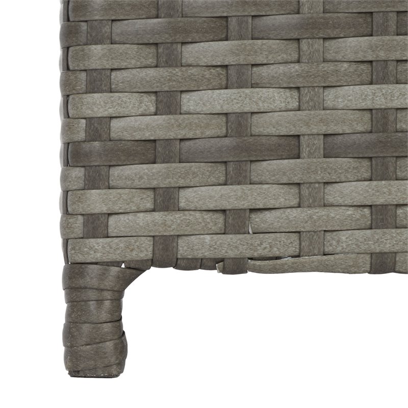 Safavieh Serapis Polyester Wicker/Steel Patio Trash Bin in Gray