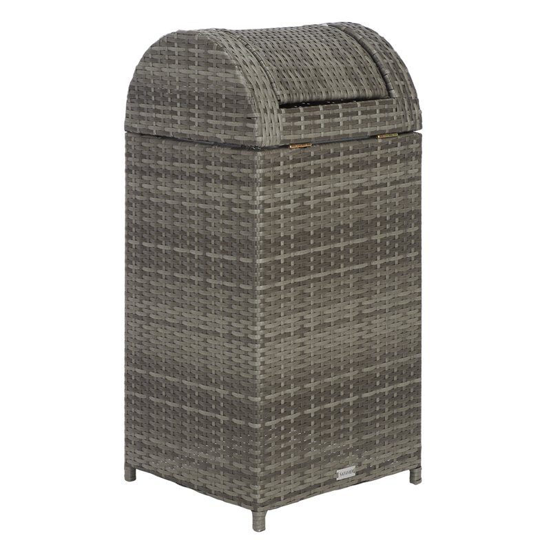 Safavieh Serapis Polyester Wicker/Steel Patio Trash Bin in Gray