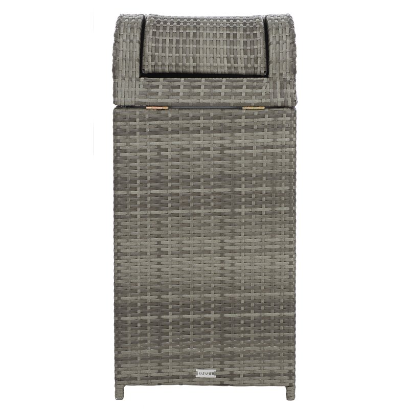 Safavieh Serapis Polyester Wicker/Steel Patio Trash Bin in Gray
