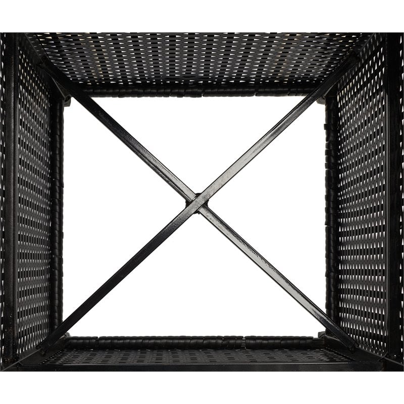 Safavieh Mazeli Polyester Wicker/Steel Patio Trash Bin in Black