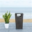 Safavieh Mazeli Polyester Wicker/Steel Patio Trash Bin in Black