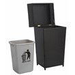 Safavieh Mazeli Polyester Wicker/Steel Patio Trash Bin in Black