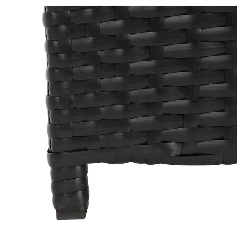 Safavieh Mazeli Polyester Wicker/Steel Patio Trash Bin in Black