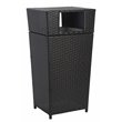 Safavieh Mazeli Polyester Wicker/Steel Patio Trash Bin in Black