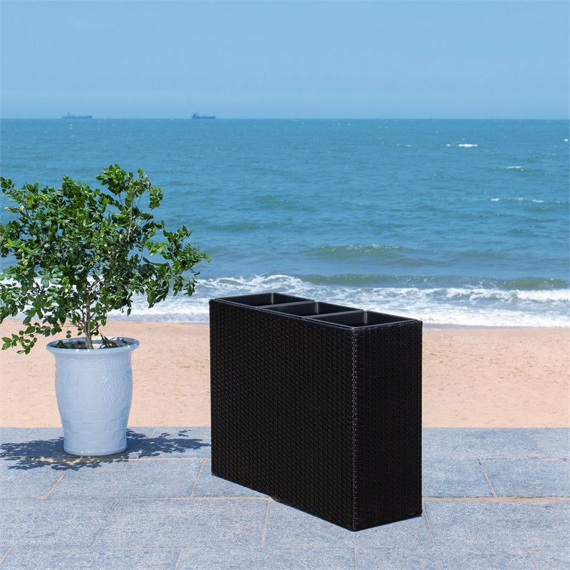 Safavieh Rita Polyester Fabric/Foam Outdoor Flower Rack in Black