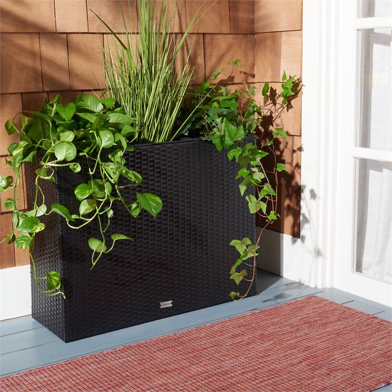 Safavieh Rita Polyester Fabric/Foam Outdoor Flower Rack in Black