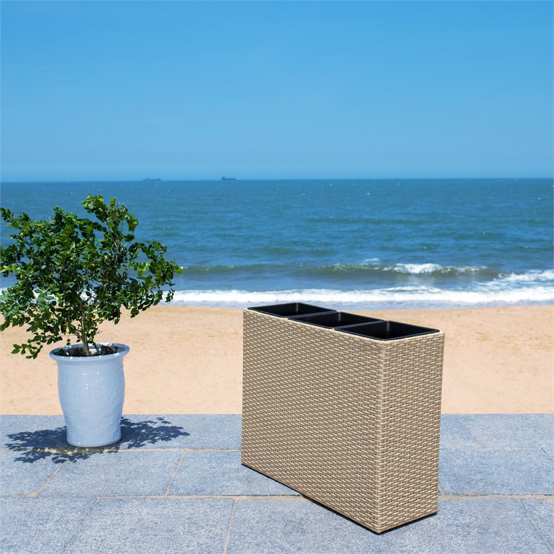 Safavieh Rita Polyester Fabric/Foam Outdoor Flower Rack in Beige