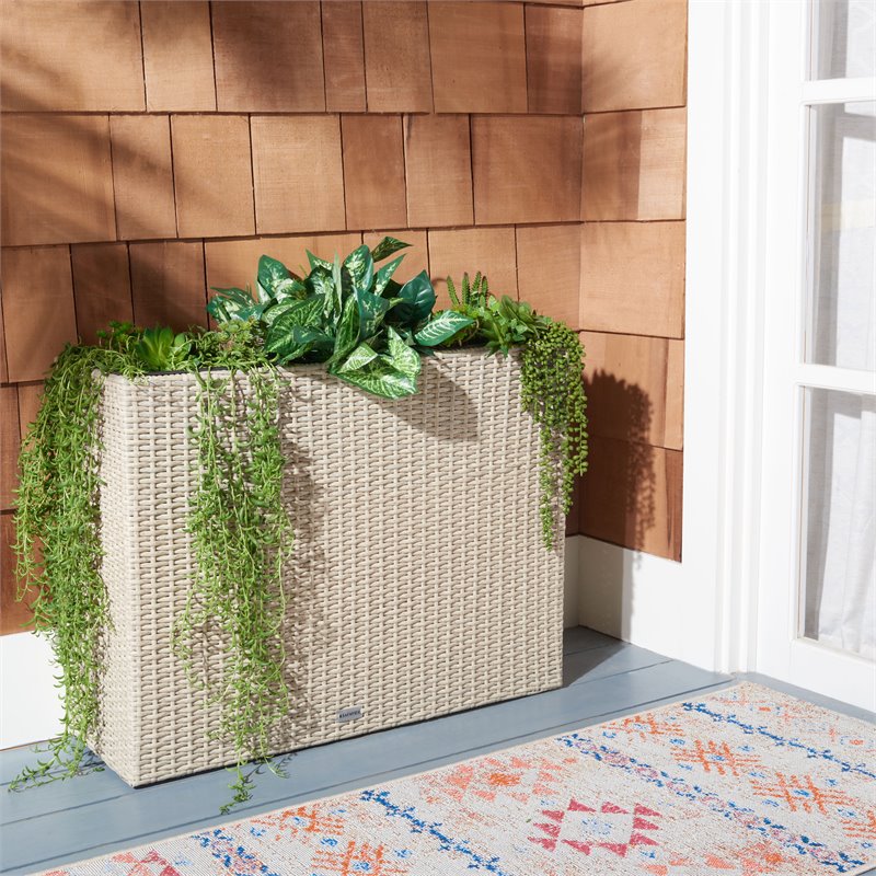 Safavieh Rita Polyester Fabric/Foam Outdoor Flower Rack in Beige