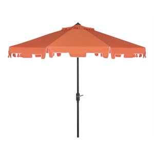 Safavieh Zimmerman 9ft UV Resistant Metal Push Button Tilt Umbrella in Orange