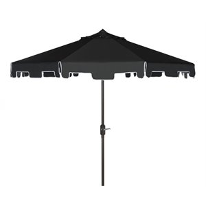 Safavieh Zimmerman 9ft UV Resistant Metal Push Button Tilt Umbrella in Black