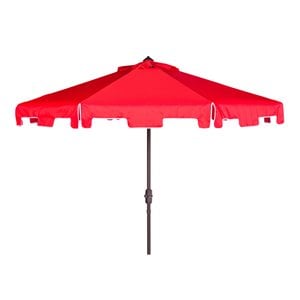 Safavieh Zimmerman 9ft UV Resistant Metal Push Button Tilt Umbrella in Red