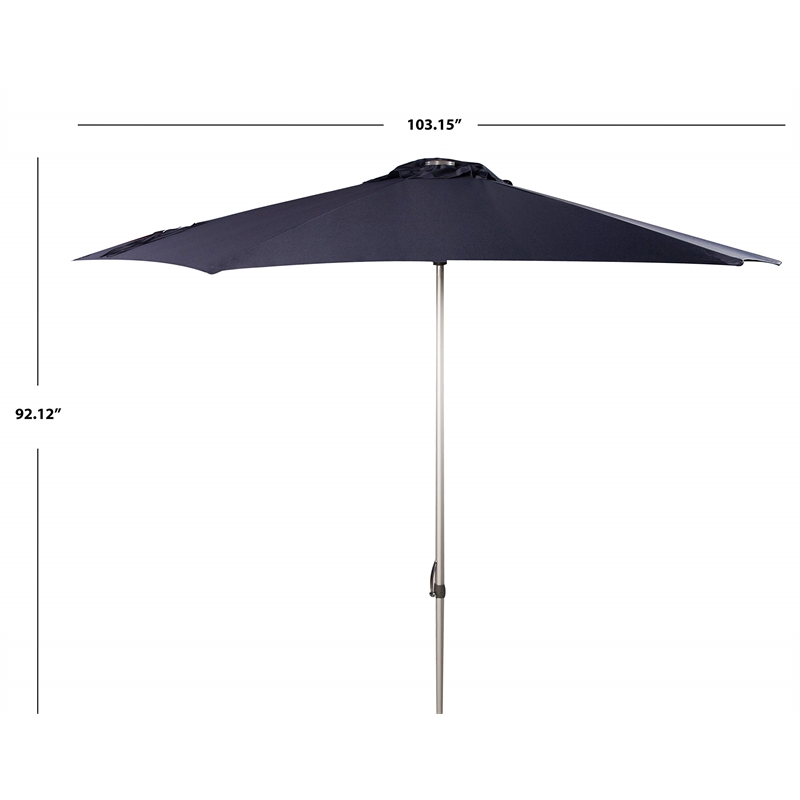 Safavieh Hurst 9ft Push Up Metal/Polyester Outdoor Umbrella in Navy