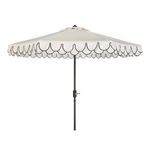 Safavieh Elegant Valance 9ft Metal Outdoor Umbrella in White and Black