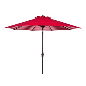 Safavieh Tiana 9ft Metal Crank Outdoor Umbrella in Red and White