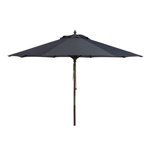 Safavieh Bethany 9ft Eucalyptus Wooden Outdoor Umbrella in Neutral Gray