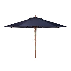 Safavieh Bethany 9ft Eucalyptus Wooden Outdoor Umbrella in Navy