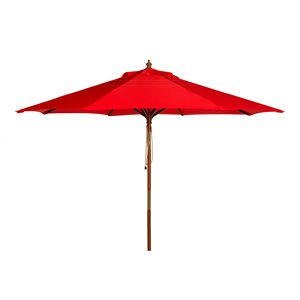 Safavieh Bethany 9ft Eucalyptus Wooden Outdoor Umbrella in Red