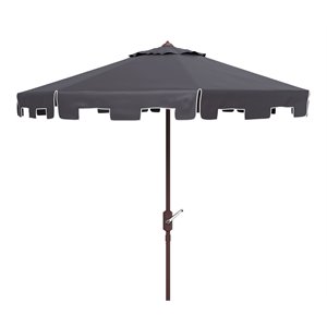 Safavieh Zimmerman 11ft Round Metal/Polyester Market Umbrella in Navy and White