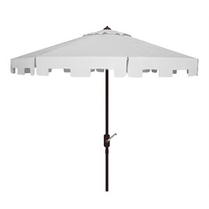 Safavieh Zimmerman 11ft Round Metal/Polyester Market Umbrella in White