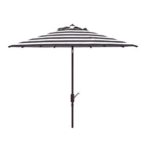 Safavieh Iris Fashion Line 11ft Round Metal Outdoor Umbrella in Black and White