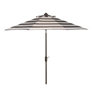 Safavieh Iris Fashion Line 11ft Round Metal Outdoor Umbrella in Gray and White