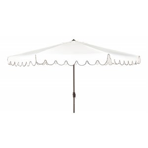 Safavieh Venice 11ft Round Crank Metal Umbrella in White and Black