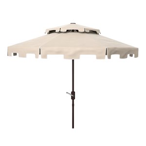 Safavieh Zimmerman 9ft Metal Double Top Market Umbrella in Beige/White