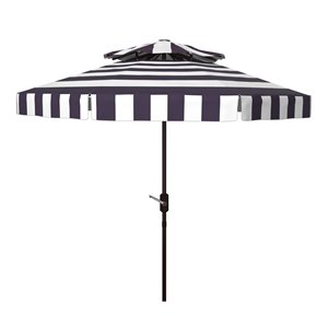 Safavieh Elsa Fashion Line 9ft Metal Double Top Market Umbrella in Navy/White