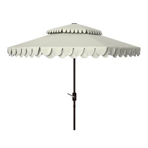 Safavieh Elegant Valance 9ft Metal Double Top Umbrella in Beige and White