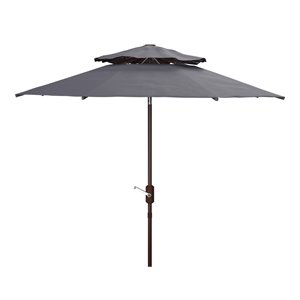 Safavieh Athens 9ft Metal/Polyester Double Top Crank Umbrella in Navy and White