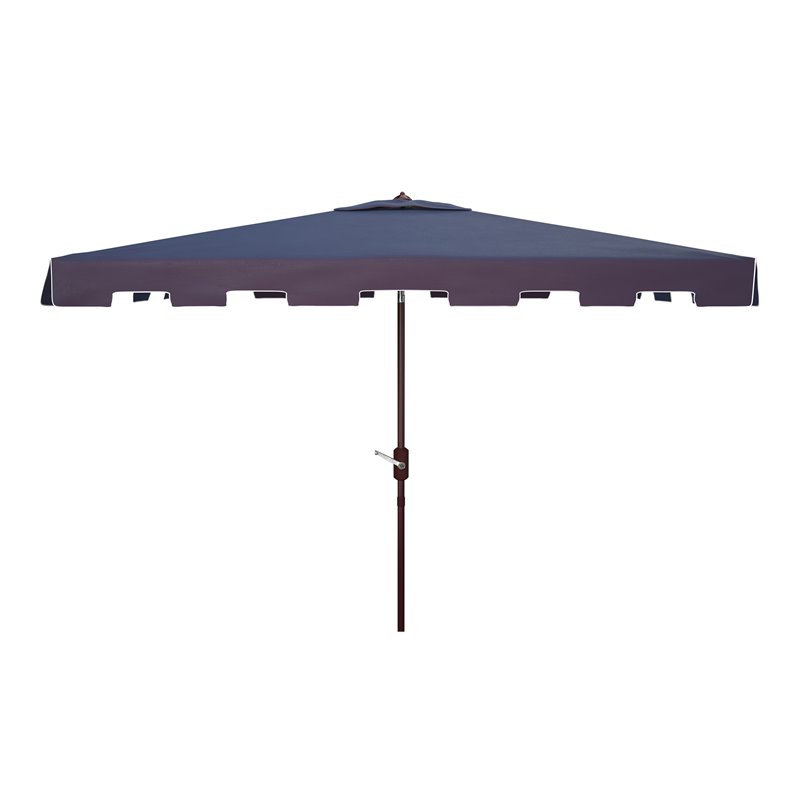Safavieh Zimmerman 6.5x10ft Rectangle Metal/Polyester Market Umbrella in Navy