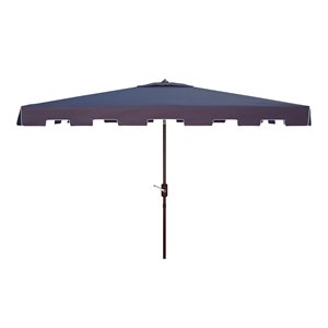 Safavieh Zimmerman 6.5x10ft Rectangle Metal/Polyester Market Umbrella in Navy