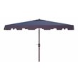 Safavieh Zimmerman 6.5x10ft Rectangle Metal/Polyester Market Umbrella in Navy