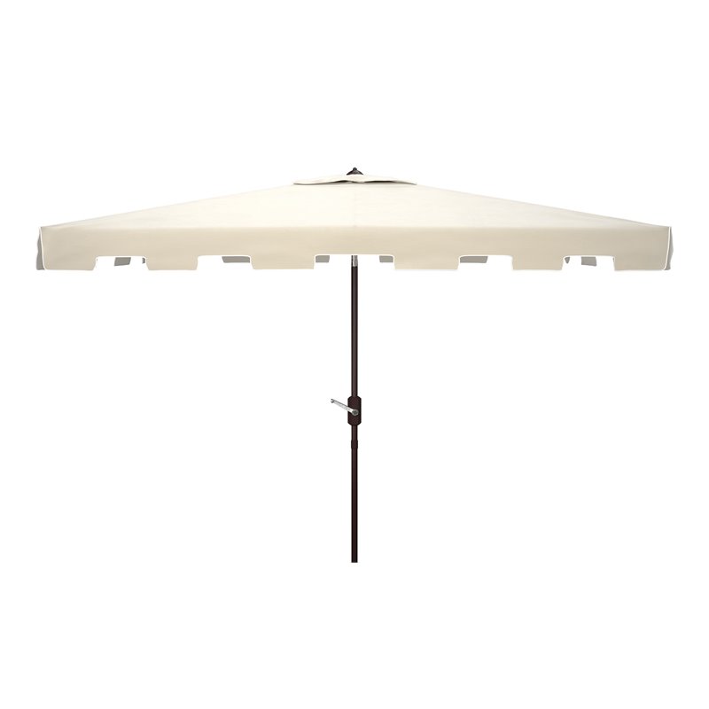 Safavieh Zimmerman 6.5x10ft Rectangle Metal/Polyester Market Umbrella in Beige